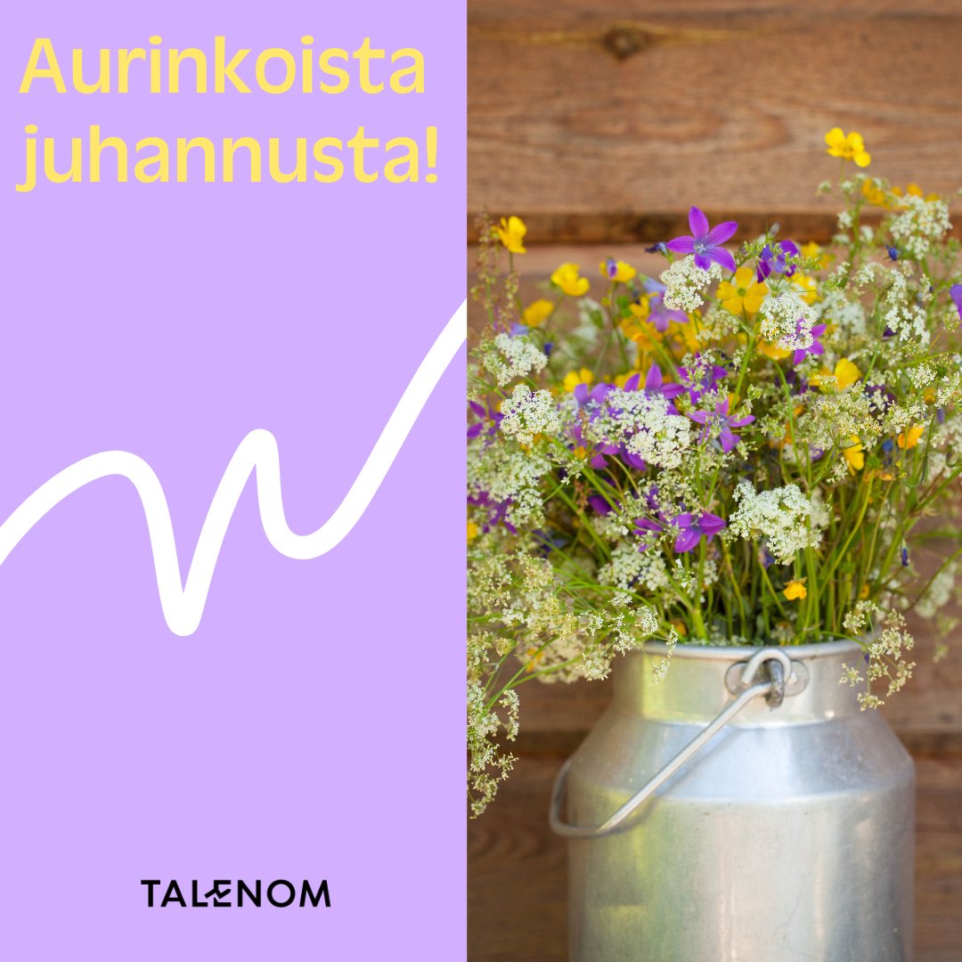 Talenom's tweet photo. Talenom toivottaa iloista ja aurinkoista juhannusta, sekä ihania kesälomia lomailijoille! 🌞🌻
#Talenom #TryYourWings #Juhannus https://t.co/DZb2MVgYMp