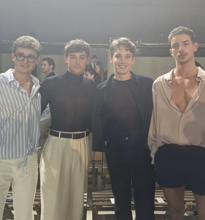 Noah Schnapp, Tom Daley, Hunter Doohan and Manu Ríos at the AMI fashion show in Paris.