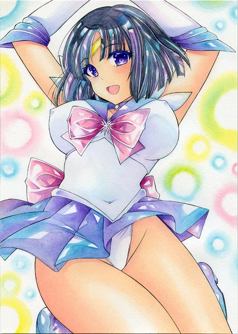 こんにちはー!セーラーサターンさんを描きました。#土萠ほたる #美少女戦士セーラームーン 