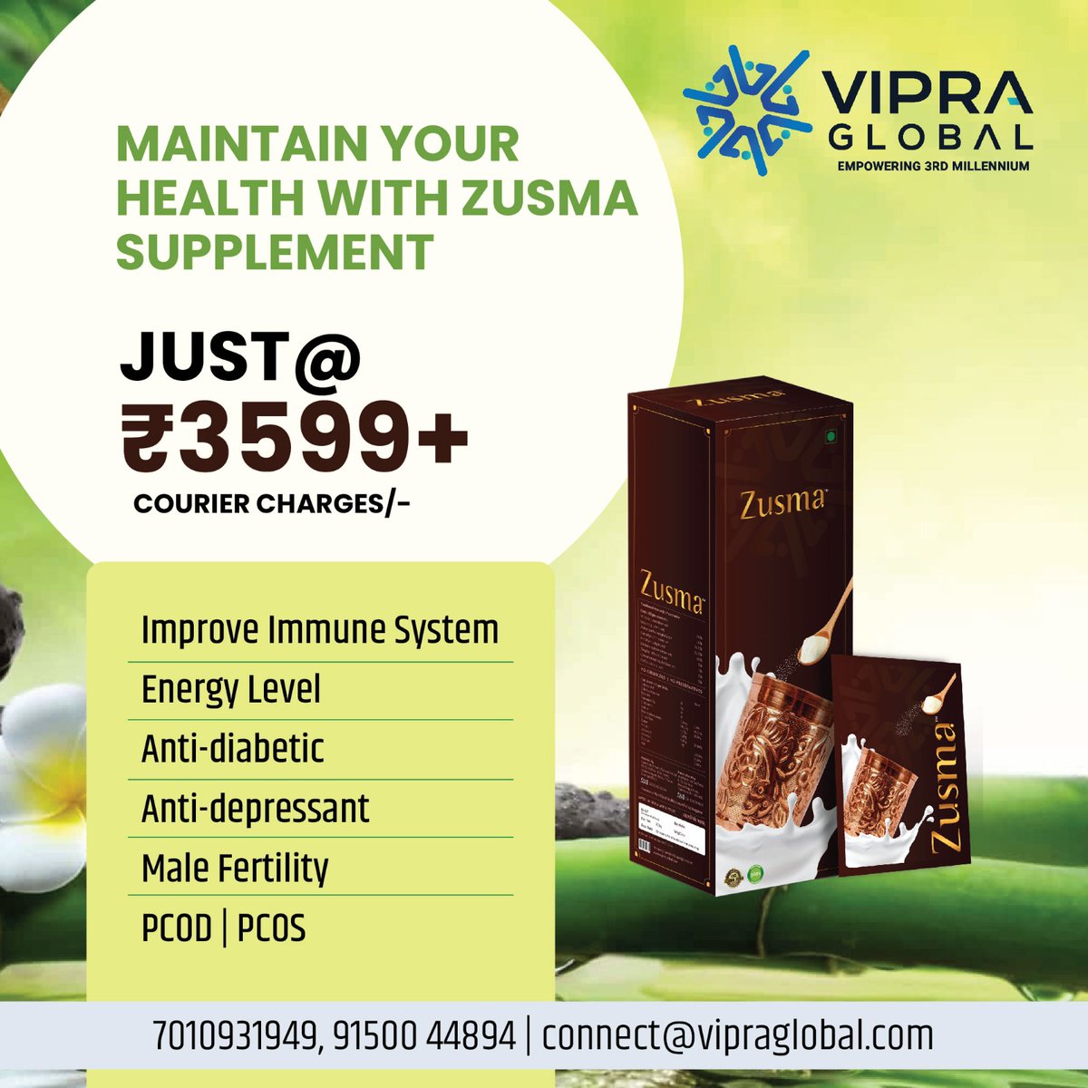 Maintain your health with ZUSMA Supplement
connect@vipraglobal.com
Call - 7010931949 / 9150044894
#ayurveda #ayurvedalifestyle #health #healthylifestyle #ayurvedalife #pcod #pcos #diabetes #immunesystem #health #immunesupport #immunity #immunebooster #malefertility #fertility