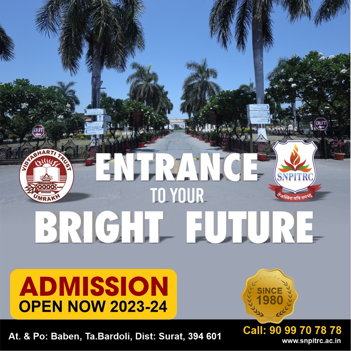 Entrance to your bright future.
...
#umrakh #baben #bardoli #vidhyabharti #surat #admissions #gtu #vnsgu #college #university #collegelife #education #student #school #students #studentlife #study #instagram #friends #motivation #engineering #sports  #like #follow #collegestudent