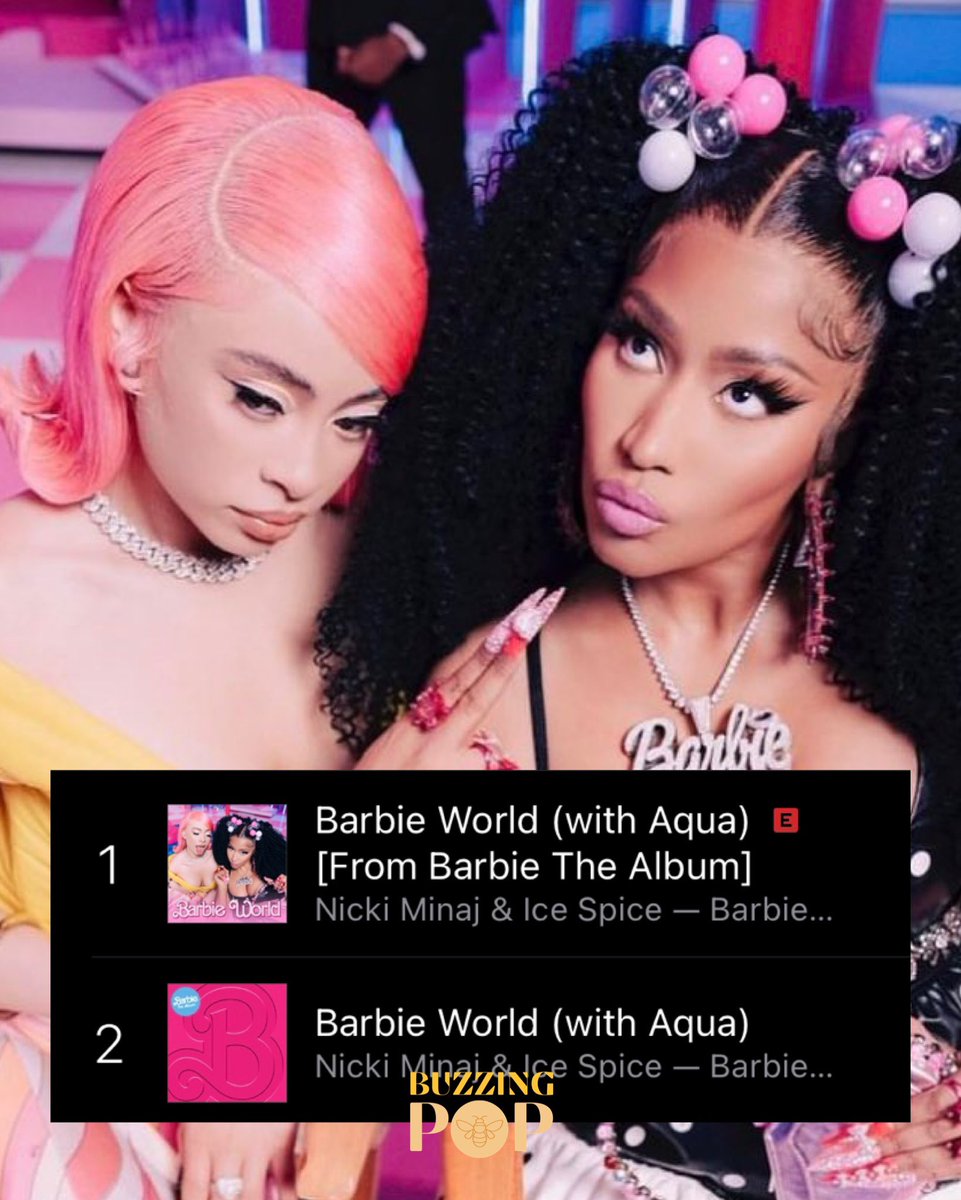 Nicki Minaj, Ice Spice and Aqua now simultaneously occupy the top 2 spots on US iTunes with two versions of 'Barbie World”.🌪