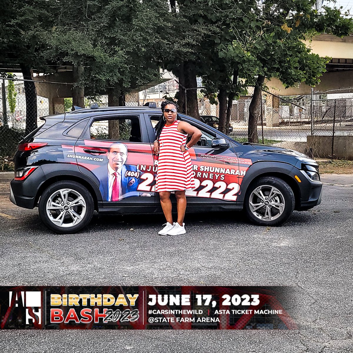 CallMeAtlanta's tweet photo. Our #CarsInTheWild showed up at @StateFarmArena  for the Birthday Bash 🔥

Follow us &amp; Stay tuned for upcoming events, Giveaways &amp; more!

And if you need me,

📣 Call Me, Atlanta! 📣
☎️ 404-222-2222
🌐 https://t.co/Q5Cvjmr7Yb

⚖ Alexander Shunnarah Trial Attorneys
📍 Atlanta GA https://t.co/1Vvjc1DnXB