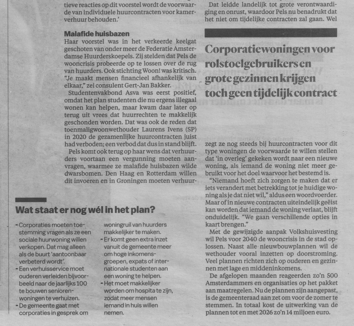 Huurders_Adam's tweet photo. Wijzigingen in de woonplannen van Amsterdam na reacties: gezamenlijke huurcontracten  niet weer mogelijk, vanwege huurrechten; verhuurders hoeven toch geen vergunning aan te vragen; geen tijdelijke huurcontracten bij corporatiewoningen voor rolstoelgebruikers en grote gezinnen. https://t.co/9UxXbdu1Ru