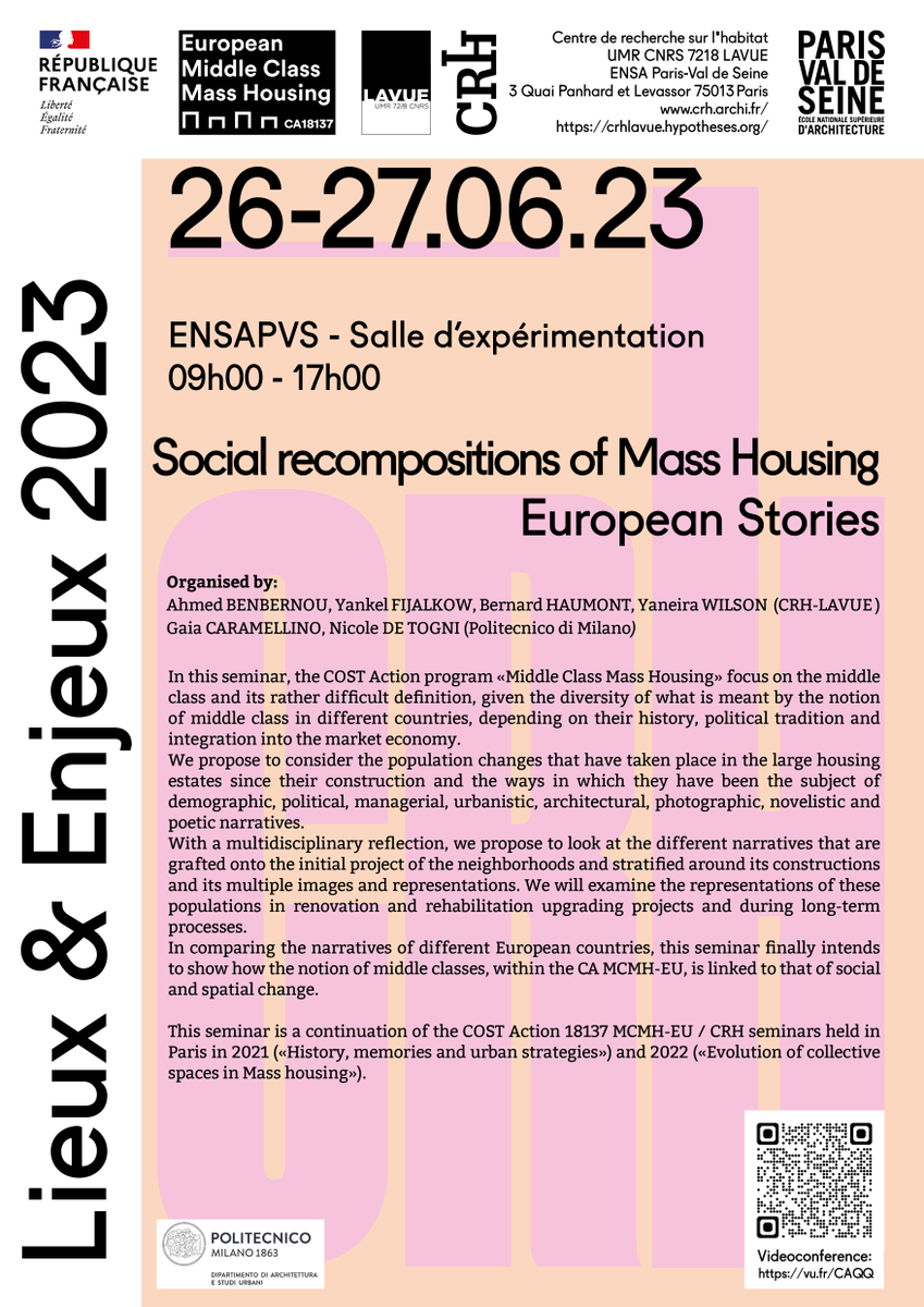 mcmh_eu's tweet photo. #Seminar L&amp;E #Social_recompositions of #Mass_Housing, European Stories - Booklet - https://t.co/x6LaBKycJA
By @CRH_LAVUE ; @ensapvs &amp; @polimi
@COSTprogramme @dinamiacetiul @VU_LT @UAHes @TechnionEdu @la_UPC @DICIVUnisa @FAO @Sc_Po_Rennes @SorbonneParis1 @UKIMedumk @Univerzitet_BG https://t.co/KA4Vf1QHyw