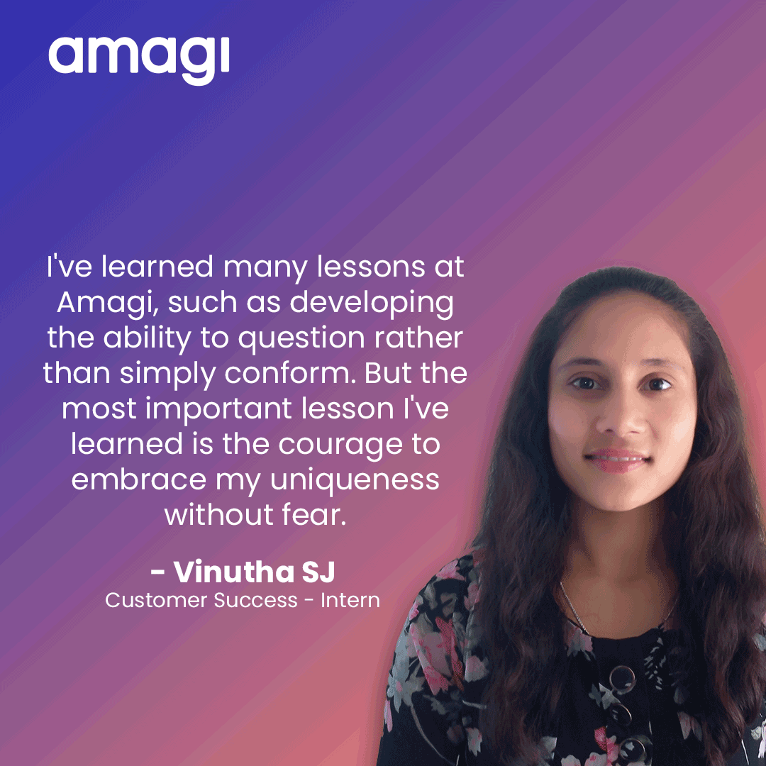 Our interns' stories have the power to inspire others embarking on their own internships and careers. This week we celebrate the achievements of our exceptional intern, Vinutha!

#AmagiInterns #InclusiveWorkplace