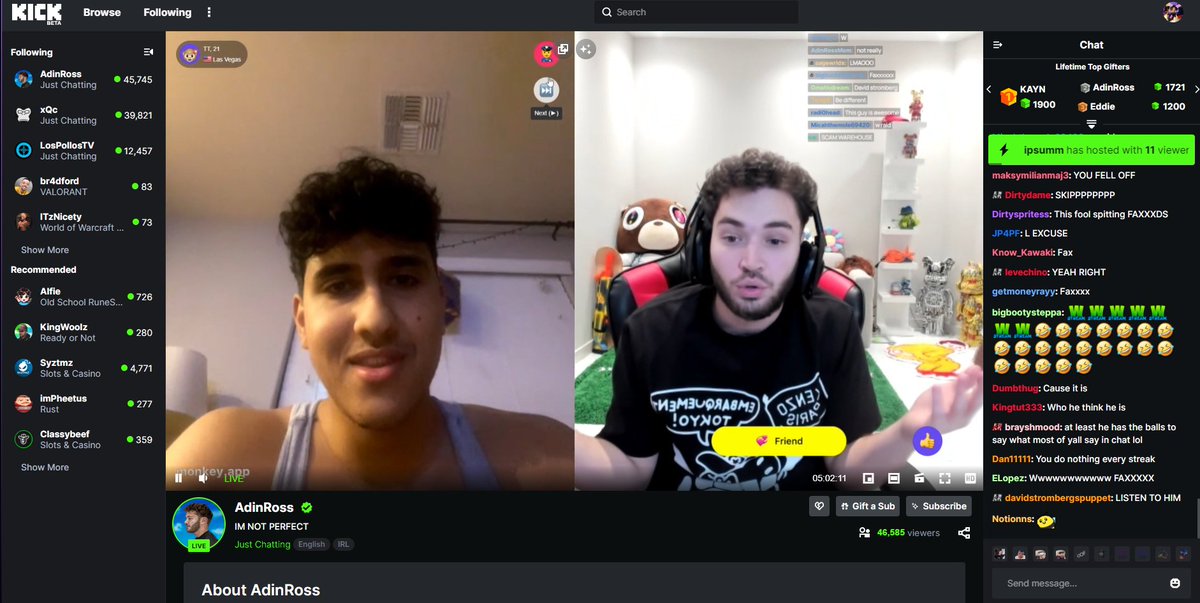 WeLoveIpsumm's tweet photo. yk me supporting small streamers #helpthelessfortunate your welcome for the raid @adinross https://t.co/jmAUpplOqg