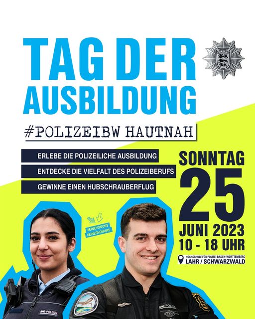 LkaBaWue's tweet image. Habt ihr am kommenden Sonntag schon was vor?
Übermorgen öffnet unser #Ausbildungsstandort #Lahr seine Tore zum #TagderAusbildung2023 
Das komplette Programm gibt es hier zum Download bit.ly/3CAZcdw
@LkaBaWue