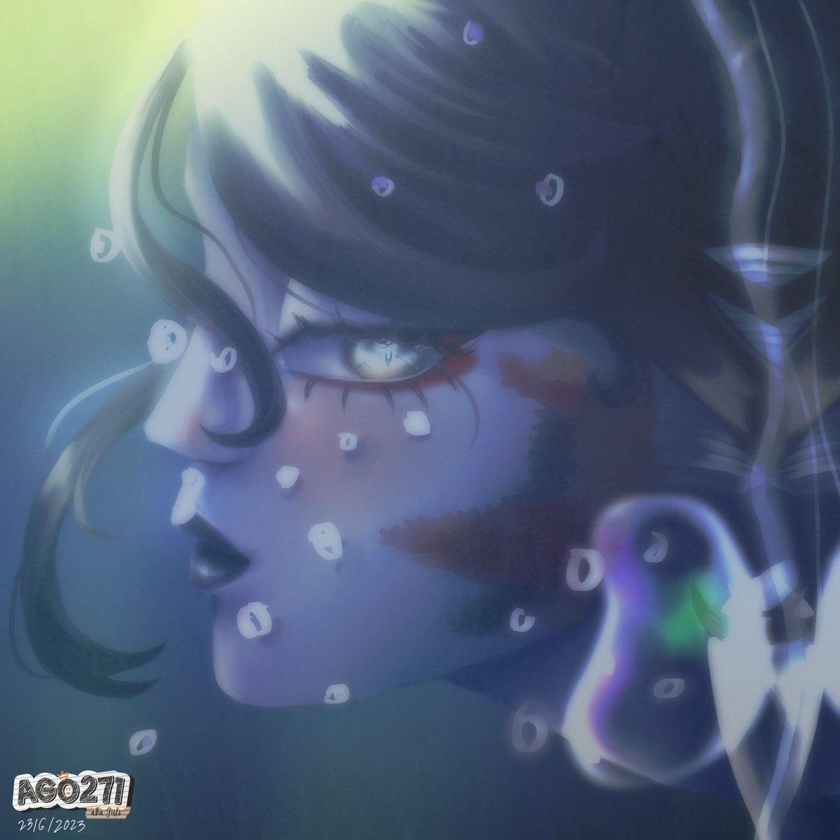 Thank you everyone for stopping by and vibing in stream! Working on 3 pieces of art work was tiring, but I had so much fun! Here's #TomoeArt of @TomoeKoiVT as requested by redeemed channel points by @/darthsaber that I worked on during stream!