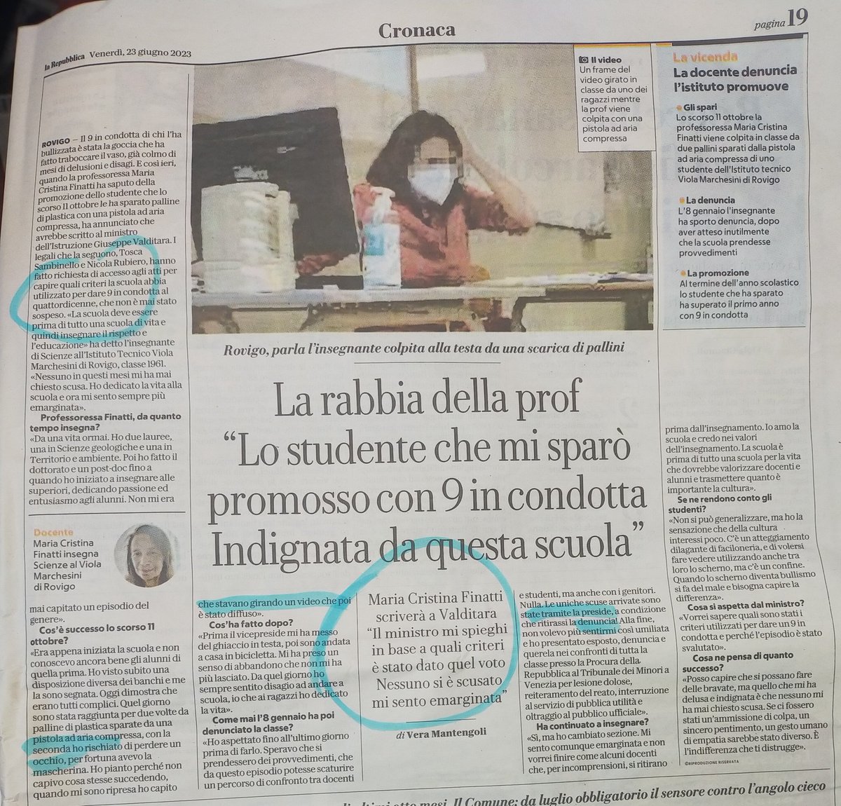 14 enne spara in faccia alla professoressa che rischia di perdere un occhio, mentre il resto della classe filma il tutto e lo pubblica.
Promosso con 9 in condotta!
Dai forza, chiudiamo tutto...
Da cacciare la Preside che invita la docente a ritirare la denuncia.
#23giugno #Scuola