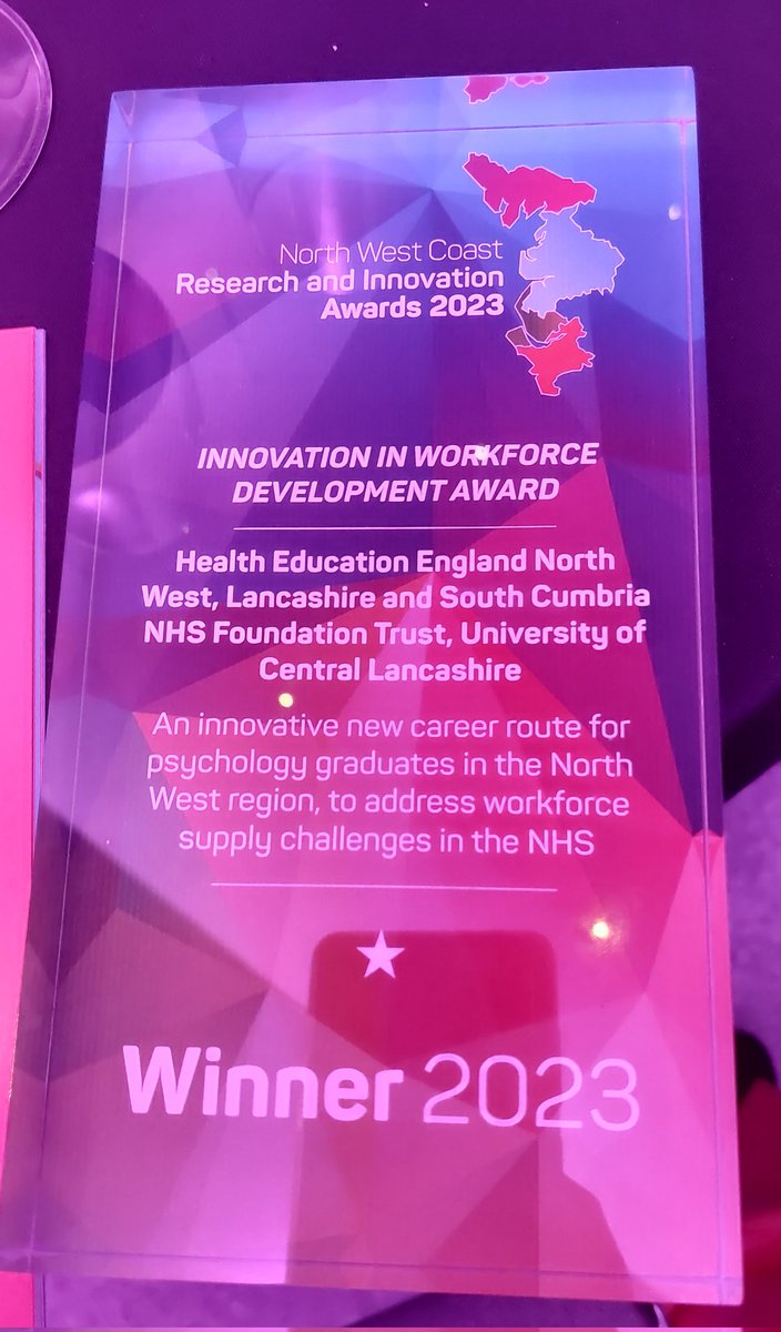 So last night was fun <a href="/GitaBhutani/">Gita Bhutani</a> <a href="/BrendanJDunlop1/">Dr Brendan J Dunlop</a>
With now 200+ Associate Psychological Practitioners (T/APPs), this award means a lot. <a href="/NHSHEE_NWest/">NHSE Workforce, Training and Education – NW</a> <a href="/WeAreLSCFT/">Lancashire & South Cumbria NHS Foundation Trust</a> <a href="/UCLanPsychology/">Lancashire Psychology</a> Thanks for the support to think differently
#nwcawards <a href="/arc_nwc/">ARC North West Coast</a>
<a href="/innovationnwc/">Health Innovation North West Coast</a> @NIHRCRN_nwcoast