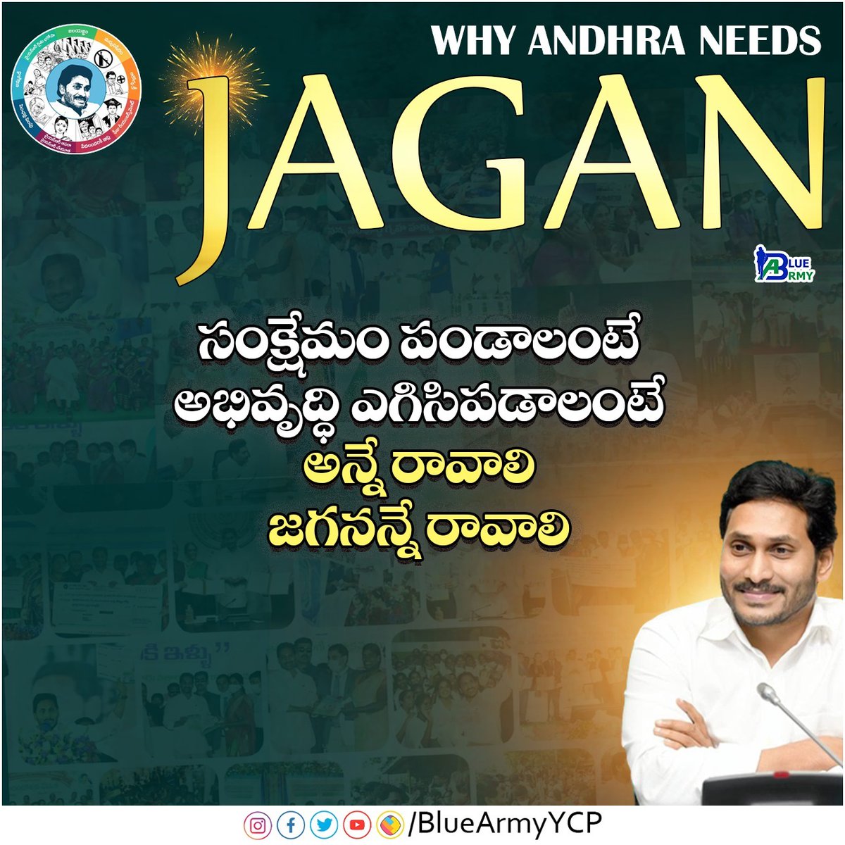 bluearmyycp's tweet image. •ప్రతి ఇంటా సంక్షేమం పండాలంటే...

•ప్రతి గడప అభివృద్ధి తో ఎగిసిపడాలంటే...

•మళ్ళీ జగనన్నే రావాలి🔥💐...

#YSJaganAgainIn2024
#HelloAPOnceMoreYCP