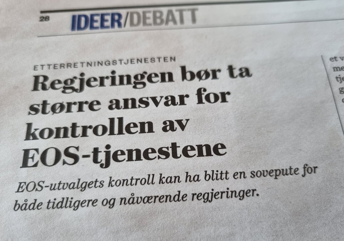 Opplysende innlegg av <a href="/brusius/">Ingvild Bruce</a> om Regjeringen og dermed departementenes ansvar for å kontrollere EOS-tjenestene. 

Vi må passe oss på at EOS-utvalgets kontroller ikke blir en sovepute. Det er den overordnede myndigheten som sitter med hovedansvaret for å kontrollere tjenestene.
