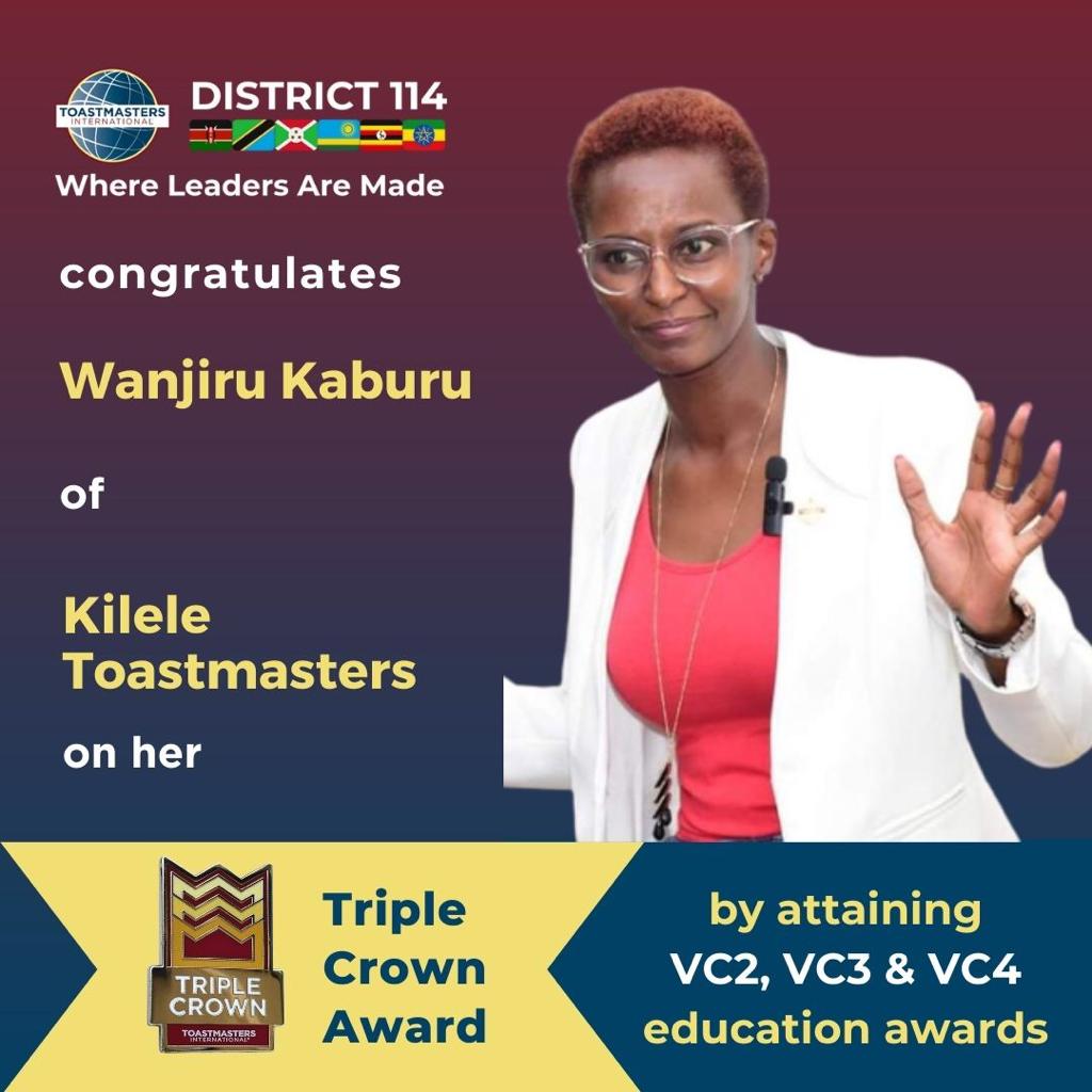 Another win!

Proud of you, Wanjiru. Keep #learning, #growing, #becoming and helping others #becomemore every day; in all ways possible 🥂

@Toastmasters
@ToastmastersEA
@KileleTMNyeri 
#whereleadersaremade