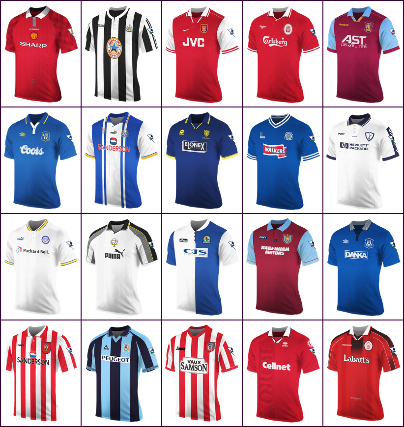 Here's every Premiership club's home shirt from the 1996-97 season.

Any favourites?