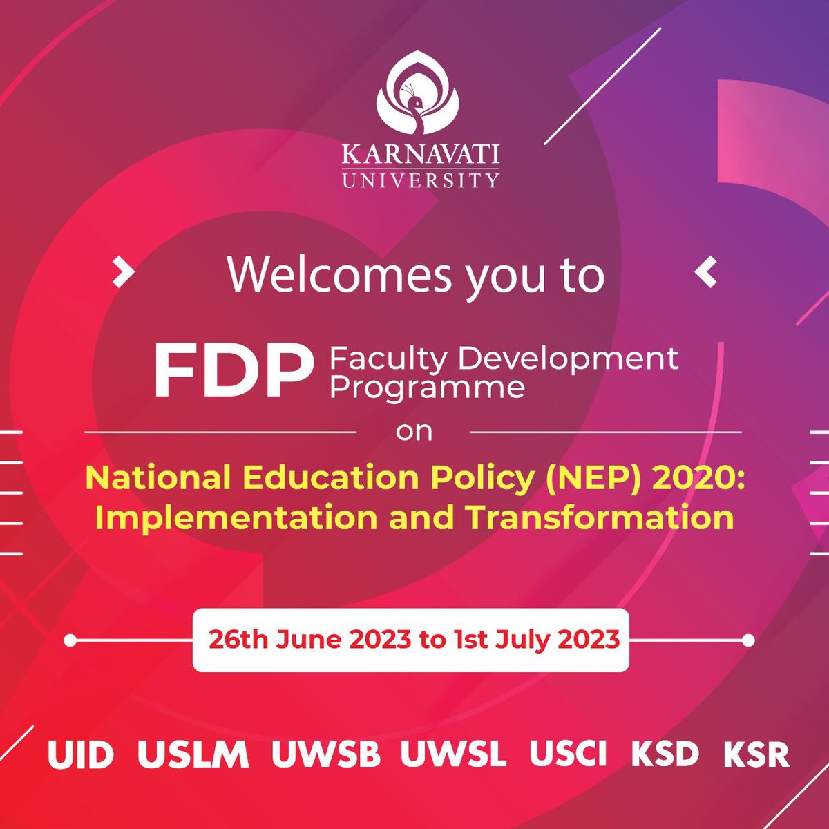 karnavati_uni's tweet image. We cordially invite all faculty members of Karnavati University to the Faculty Development Programme from the 26th June to 1st July, 2023
#FacultyDevelopmentProgram #learning #community #nep