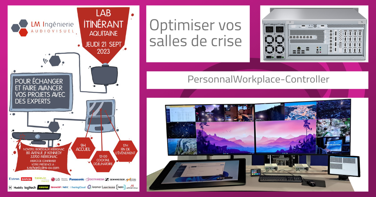 Organisé par LM Ingénierie audiovisuelle,  nous avons le plaisir de vous inviter au Lab Itinérant à Bordeaux le 21  Septembre pour découvrir comment optimiser vos salles de crise grâce à  notre solution PWC

bit.ly/labDM23

#KVM #video #controlroom #salledecrise