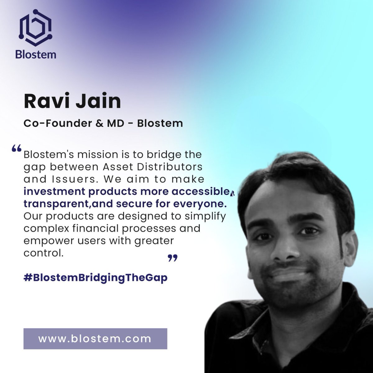 We are thrilled to introduce Ravi Jain, CFA, the dynamic force behind Blostem's triumphant journey as Managing Director (MD). 

#Blostem | #Founder | #Cofounder