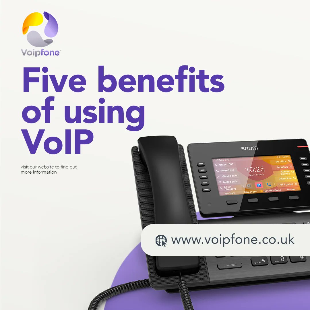 Voipfone's tweet photo. Check out our FIVE benefits of using VoIP via our website 🧑🏽‍💻or call our dedicated team to find out more. 

📱0345 868 5555 

💻https://t.co/LFyIlnvJUL 

 #Voip #voipfone #business #home #homeworkers #services https://t.co/qQuNMaVrp9