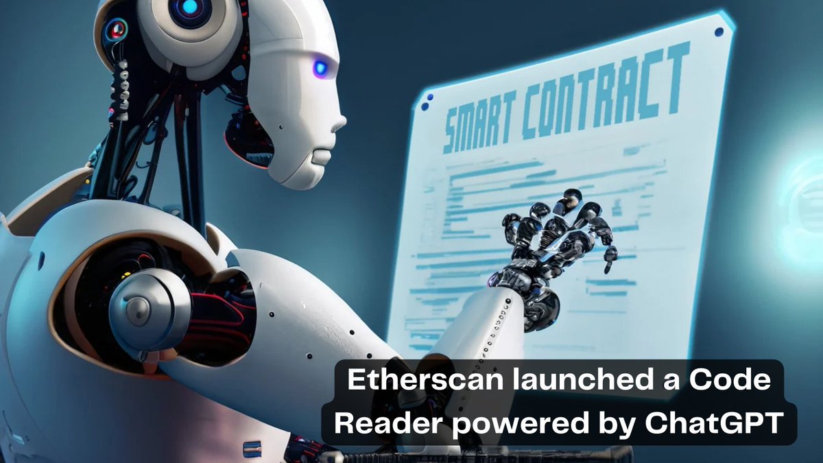 solicydotnet's tweet photo. 🚀Exciting news! Etherscan just launched a Code Reader powered by ChatGPT! 📚💻 Now you can easily analyze and understand Ethereum smart contract code.
#Etherscan #CodeReader #SmartContracts #Blockchain #ChatGPT https://t.co/BP6AbSMeqQ