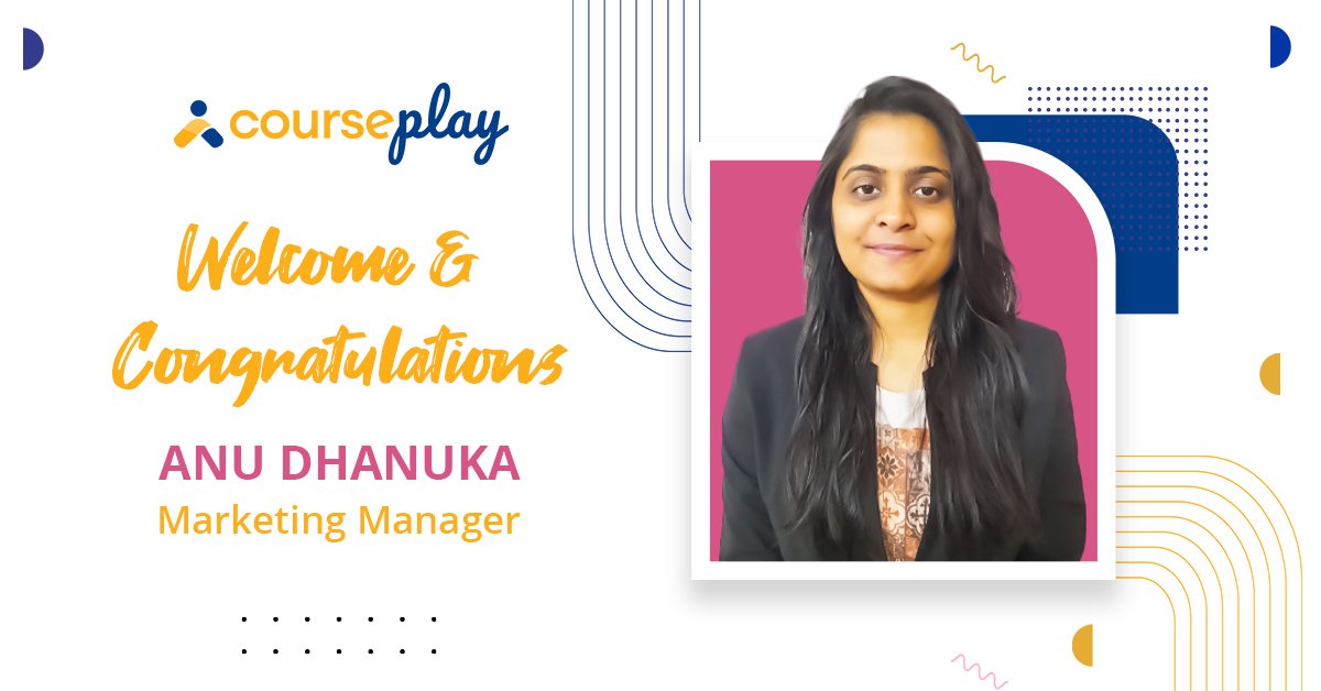 We are pleased to introduce our new team member Anu Dhanuka, Marketing Manager, to Courseplay's family. Welcome, Anu!🥳🎊🎉

#Courseplay #NewJoinee #Team #CloudLearning #LearningAndDevelopment #EmployeeTraining #VirtualLearning