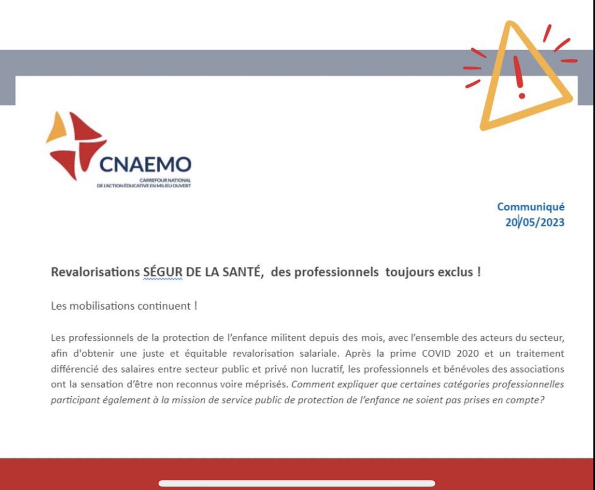 LeCnaemo's tweet photo. 🔇Revalorisations SÉGUR DE LA SANTÉ, des professionnels toujours exclus !

Les pro de la PE militent depuis des mois, avec l’ensemble des acteurs, afin d'obtenir une juste &amp; équitable revalorisation salariale.

Nouvelle mobilisation nationale le 28 juin ! https://t.co/zu6yFVXgnY https://t.co/qVefId0a9U