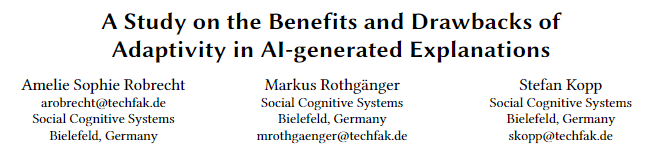 Ever wondered whether an adaptive system would improve the performance of your dialog system? 🤖
I am happy to present our research #StefanKopp <a href="/ag_scs/">Social Cognitive Systems</a> and #MarkusRothgänger on this question @IVA23! #Accepted 🥳🥳🥳

<a href="/trr_318/">TRR 318 Constructing Explainability</a> #IVA23 #trr318_a01 #scs