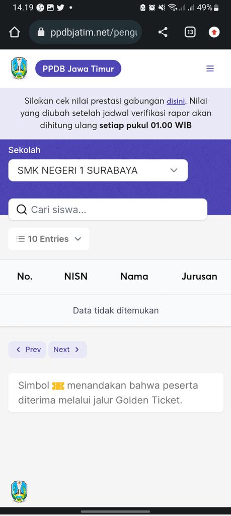 cintaibuu's tweet photo. cuma bisa masukin kota dan sekolah , nama siswa nya ga keluar https://t.co/2TBYfxwTjS