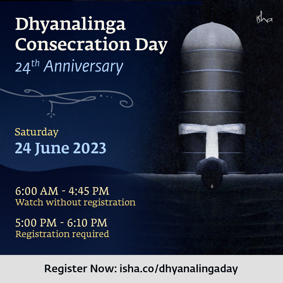 Immerse yourself in the Grace of Dhyanalinga with sacred chants from around the world on 24 June, Dhyanalinga Consecration Day, at Isha Yoga Center. Watch Livestream: 6 AM to 4:45 PM without registration and 5 PM to 6:10 PM with registration.
Register Now: isha.co/dhyanalingaday……
