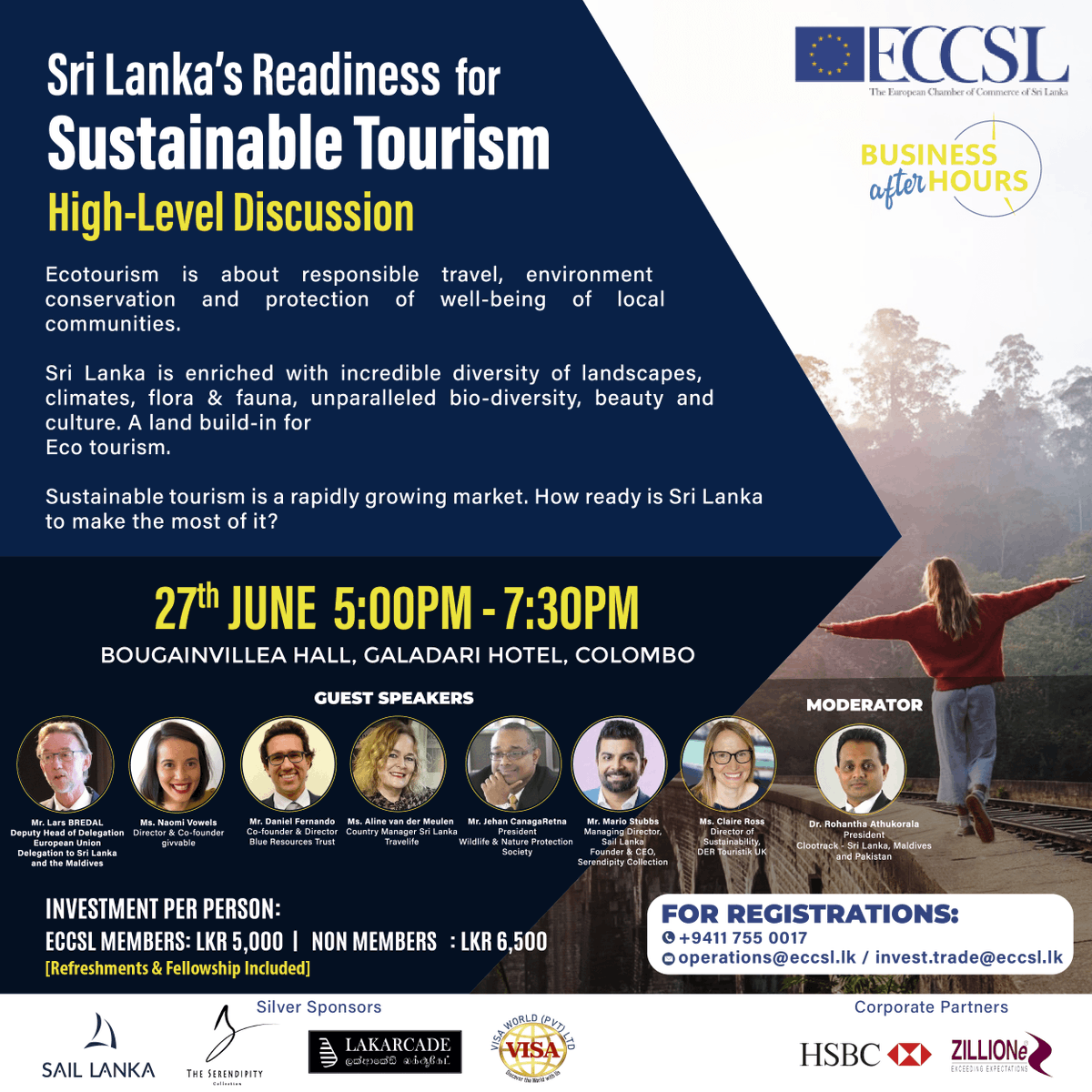 LoveSLSLTA's tweet photo. Sri Lanka is a land built-in for Eco-tourism, but how ready is our country to make most of this rapidly growing tourism trend?
Join The European Chamber of Commerce of Sri Lanka 's high-level discussion.
.
.
#eccsl #events #june2023 #eventdiary #ecotourism #srilankantourism https://t.co/CaTaM1pTOa