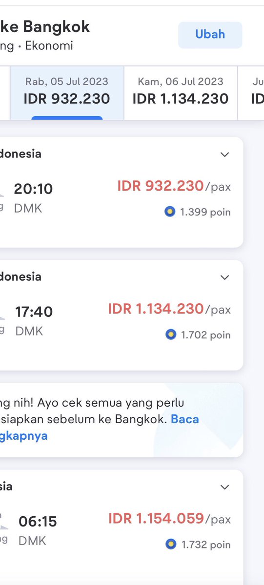ernibajau's tweet photo. Harga tiket pesawat di tanggal yang sama. Dari Jkt ke Kendari 2 jutaan, sedangkan Ke Bangkok hanya 9 ratusan. 
Jarak tempuh ke Bangkok 4jm lebih, jarak tempuh ke Kendari 2jam lebih, tapi lebih mahal ke Kendari.

Mohon penjelasan Bapak Pemerintah, kami orang awam bertanya2 ☺️🙏🏻 https://t.co/2ljc7tVZN7