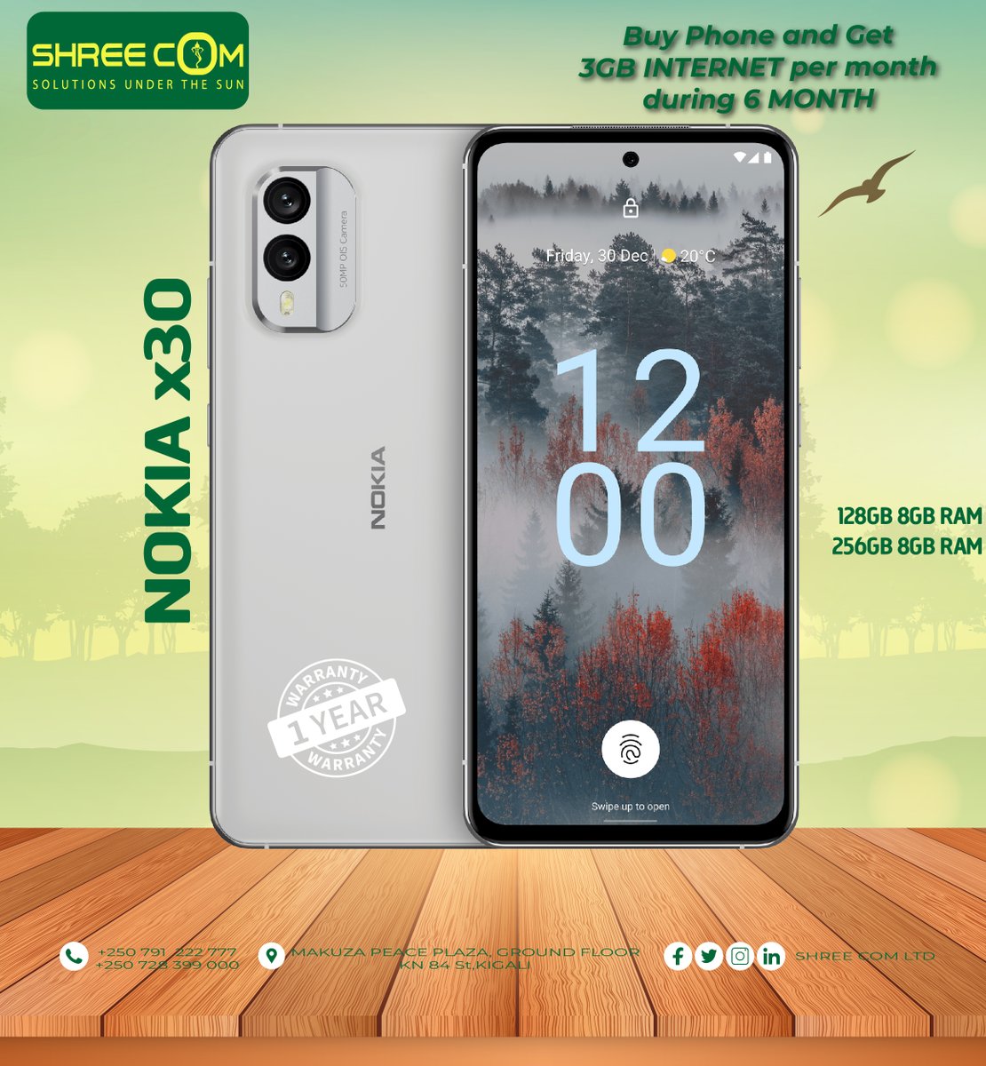 The new Nokia X30, with High performance, Buy it and get free Mango 4G internet monthly for 6 Months & All beautiful Smart and Originals Phones are just from Shreecom Ltd, Don't delay we are in Promotion