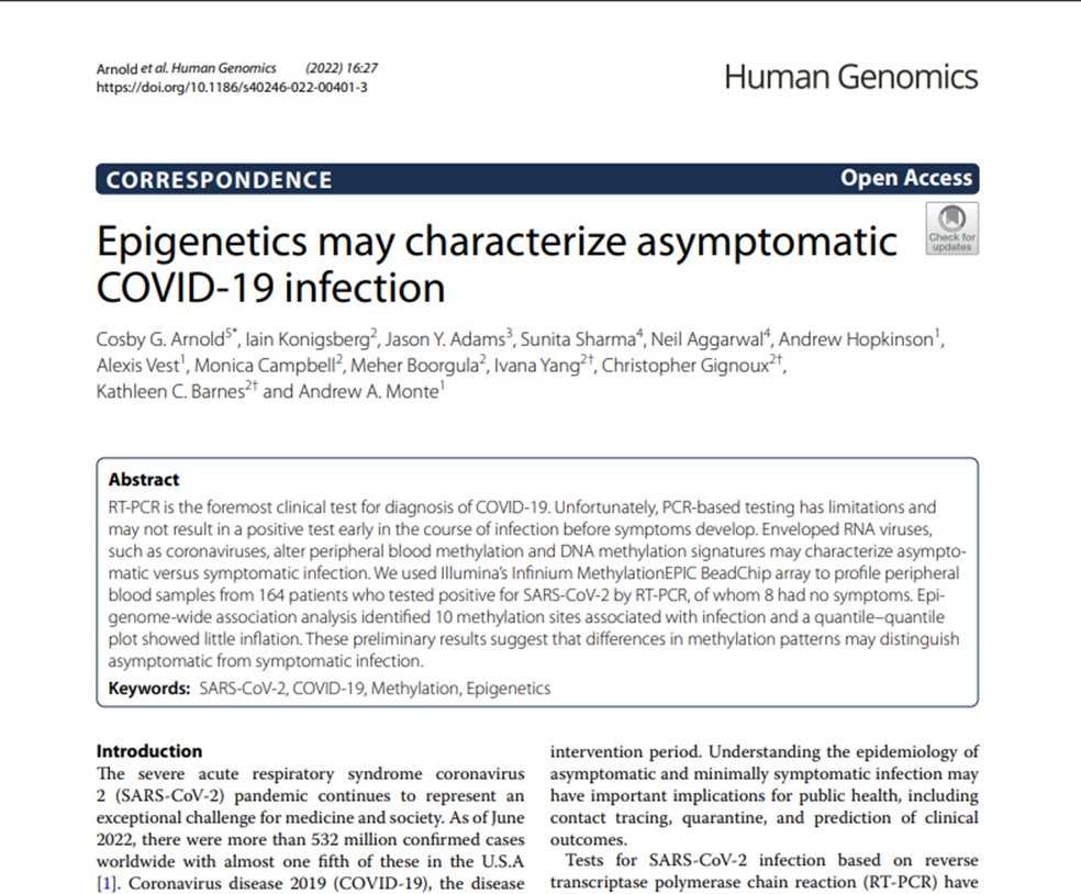 Asymptomatic SARSCoV2 infections also cause DNA methylation and Epigenetic changes leading to immune dysregulation. 
Reinfections are deleterious.

#MedTwitter