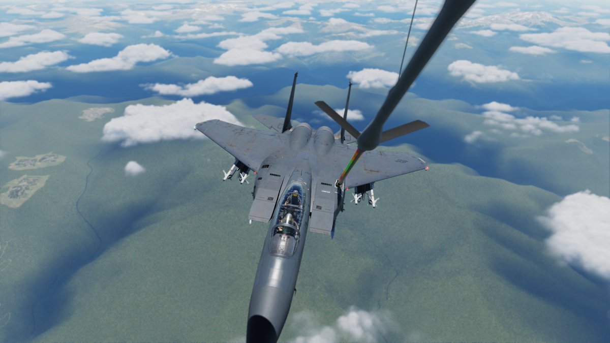 Cinari_Amatuka's tweet image. F-15E
次は始動～空中給油
満タンまで頑張った！
めっちゃ時間かかる・・・
エンジン出力の関係か、F-15Cより速度合わせむずい？
#DCSWORLD #RAZBAM