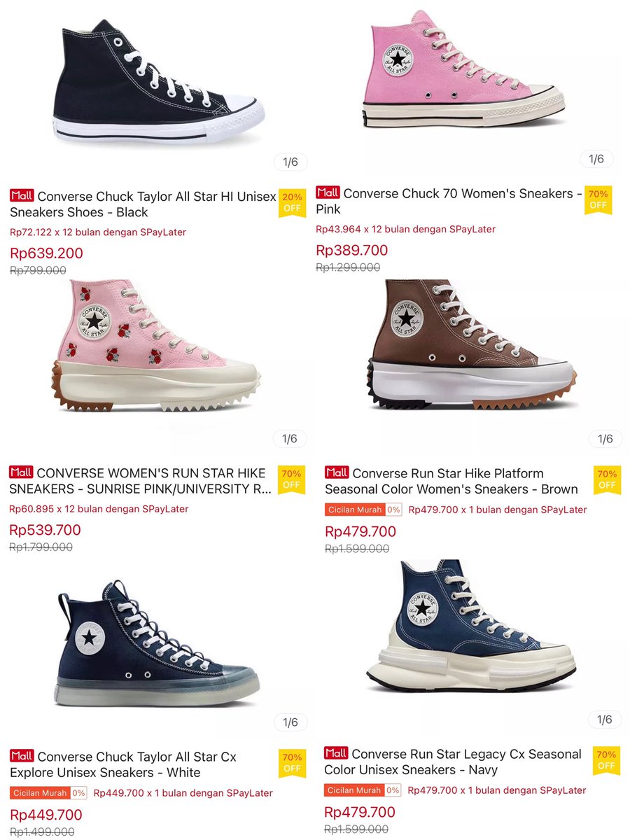 Sepatu converse diskon up to 70%

A thread
