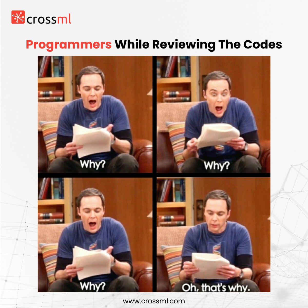 CrossmlPvtLtd's tweet image. Logic while coding &amp;gt; Logic while reviewing the same code

Programmers can relate to this. 😅

#Programmerslife #developermeme #crossml #programmingmemes #programming