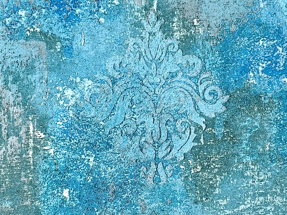 "Out of the wall, into the #art V" On handmade 100% cotton paper 440 gr/sqm, approx. 48 x 38 cm. In object frame with museum glass 62,5 x 52,5 cm. Iron ground, metal ground #copper, #Bronze, tin bronze, aluminum, #oxidation media, ornaments of the #Renaissance, #Damsk, ink