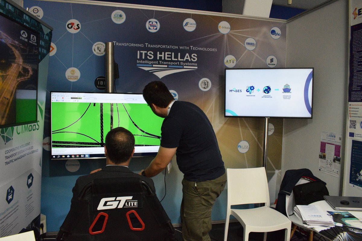 ISENSE_GROUP's tweet image. Among the projects represented by @ISENSE_GROUP with a booth at the #ITSLisbon2023 was @cRoadsGreece!! Attendees had the opportunity to get introduced to the #CRoads platform environment &amp;amp; C-ITS services of the Greek pilot via the #driving_similuator!!