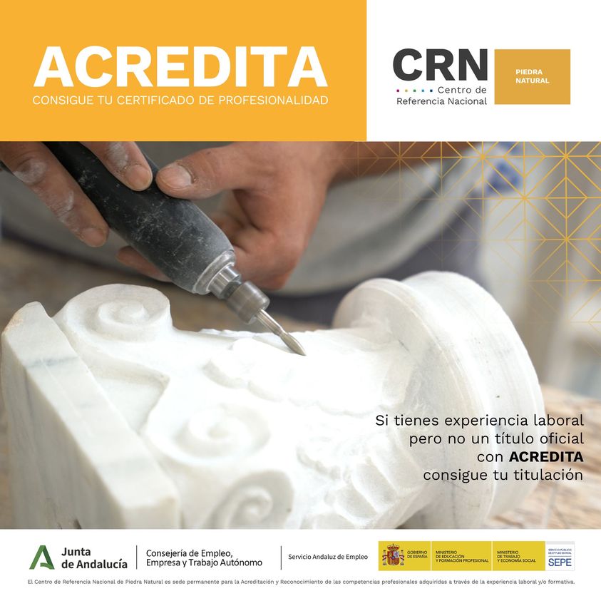 ¡Acredita tu experiencia laboral a través del procedimiento de evaluación y acreditación de competencias profesionales!
Tu experiencia tiene valor 
Infórmate aquí: crnandalucia.com/piedra-natural…

#CNR #SomosCRN #CRNAndaluciaSAE #Formación  #acredita #programaacredita #CRNPiedraNatural