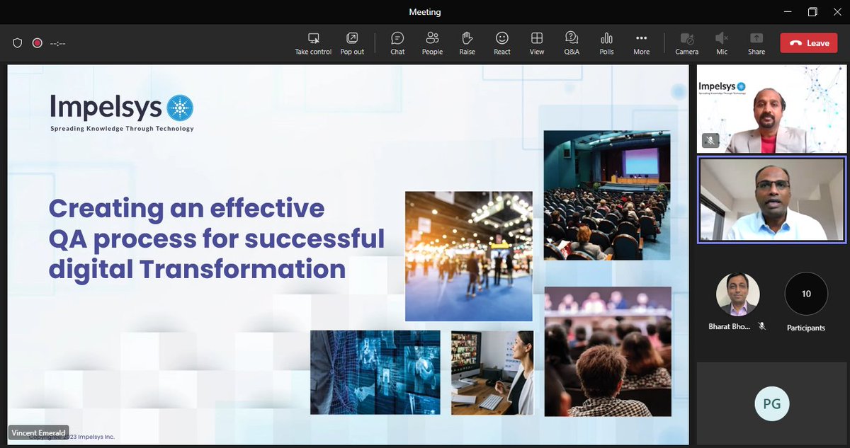 Impelsys's tweet image. A big thank you to all the attendees who joined us for the live #webinar on &quot;Creating an Effective #QAProcess for Successful #DigitalTransformation&quot; by #Impelsys! Stay tuned for more exciting events and updates from Impelsys!
#Testing #TestingServices #QAAutomation #QA