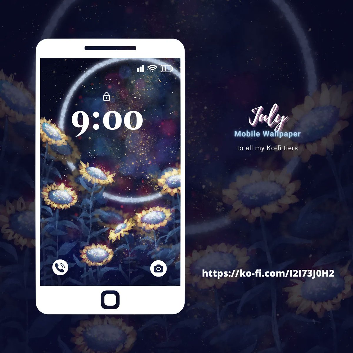 Frostworkchan's tweet photo. July mobile wallpaper reveal, next month Ko-fi supporters will get these magical flowers to brighten up their mood and phone🌻🌙
#moon #flowers #moonflowers #sunflower #sunflowers #night #stars #galaxy #magic #moonstone #magical #fantasy #fantasyart #frostworkchan #krita #kofi https://t.co/XroN33MMl9