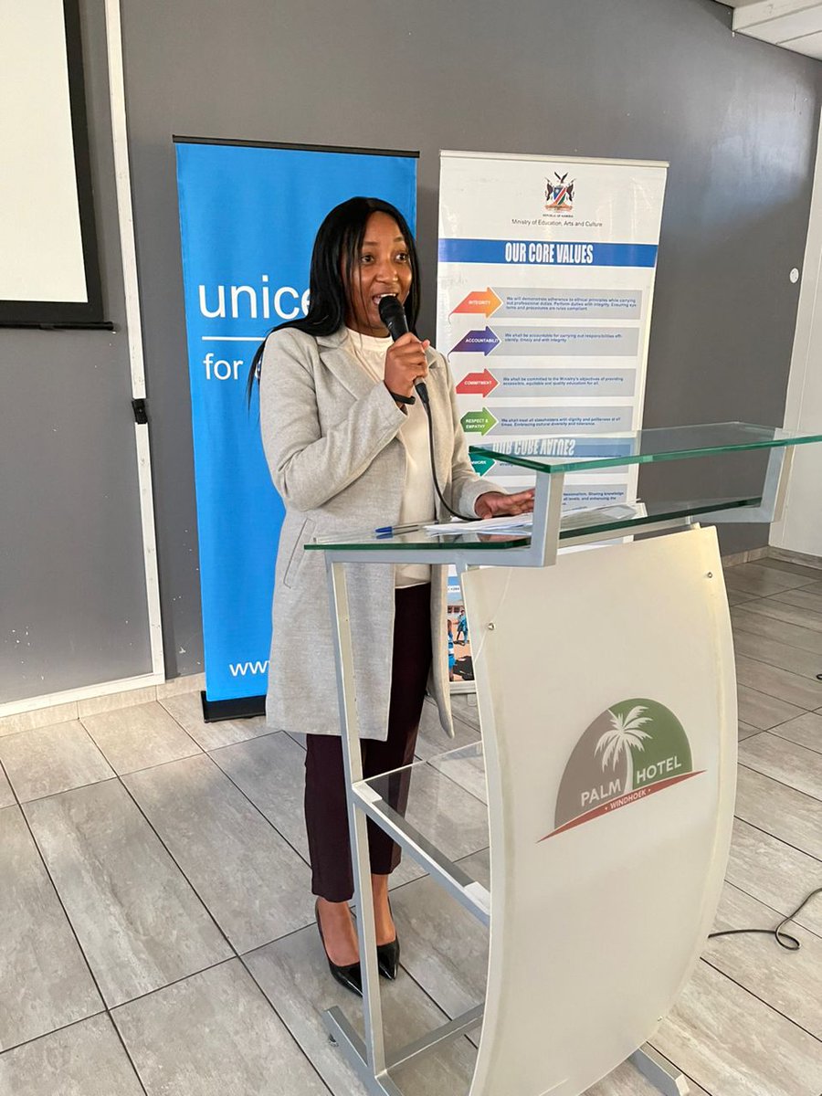 Doreen Lyomba, Namibia's #TransformingEducation youth advocate, called on the youth to collectively commit to build a better future for Namibian youth at the capacity building workshop to challenge the status quo, dream big and #reimagine education #ForEveryChild