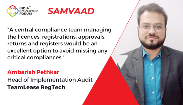 IndiaEmpForum's tweet photo. "#RetailChains have multiple small units across geographies. This leads to multiplication of licensing, registrations & approval", says Ambarish Pethkar,Head of Implementation & Audit , TeamLease RegTech. Read more https://t.co/US8bPe6Mwv
#CriticalCompliances https://t.co/i5a1a6GsdH