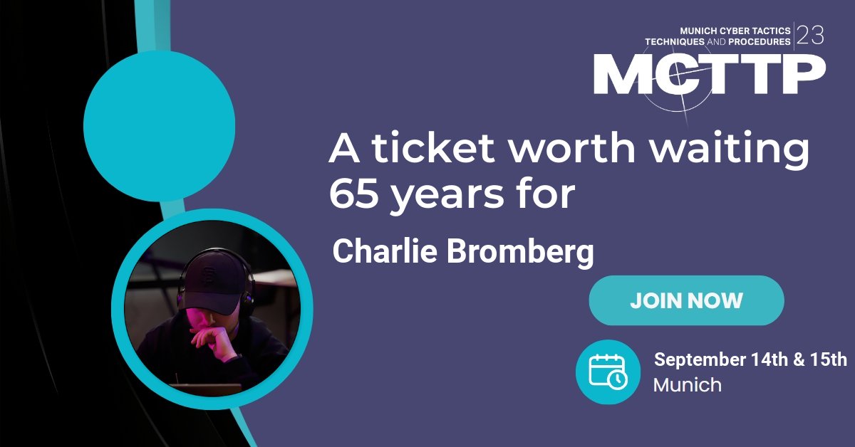 Munich Cyber Tactics, Techniques and Procedures (@mcttp_con) on Twitter photo Learn, what lies beyond the golden Ticket and how
<a href="/_nwodtuhs/">Charlie Bromberg « Shutdown »</a> was the first to implement diamond and sapphire for your security.
No, this is not about #Pokémon! This is about the mcttp conference!
Join us today: mcttp.de/?utm_source=TW…
#mcttp23 #infosec #redteam Learn, what lies beyond the golden Ticket and how
<a href="/_nwodtuhs/">Charlie Bromberg « Shutdown »</a> was the first to implement diamond and sapphire for your security.
No, this is not about #Pokémon! This is about the mcttp conference!
Join us today: mcttp.de/?utm_source=TW…
#mcttp23 #infosec #redteam