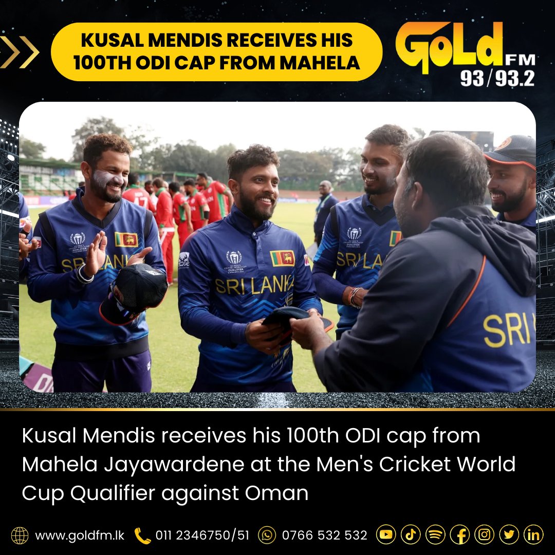 Gold FM On Twitter Kusal Mendis Receives His 100th ODI Cap From gold-fm-on-twitter-kusal-mendis-receives-his-100th-odi-cap-from