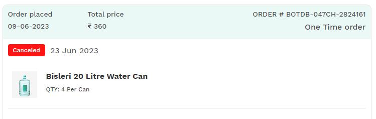 SuMyrtle's tweet photo. .@BisleriZone It has been 14 days since I ordered 4 cans of water on June 9. I'm yet to receive them. 

On June 14, I left the cans outside my home as I went to office, hoping that I would get the water that day. 

No luck, and the cans are missing when I return home. (1/n) https://t.co/x92iAJnYmD