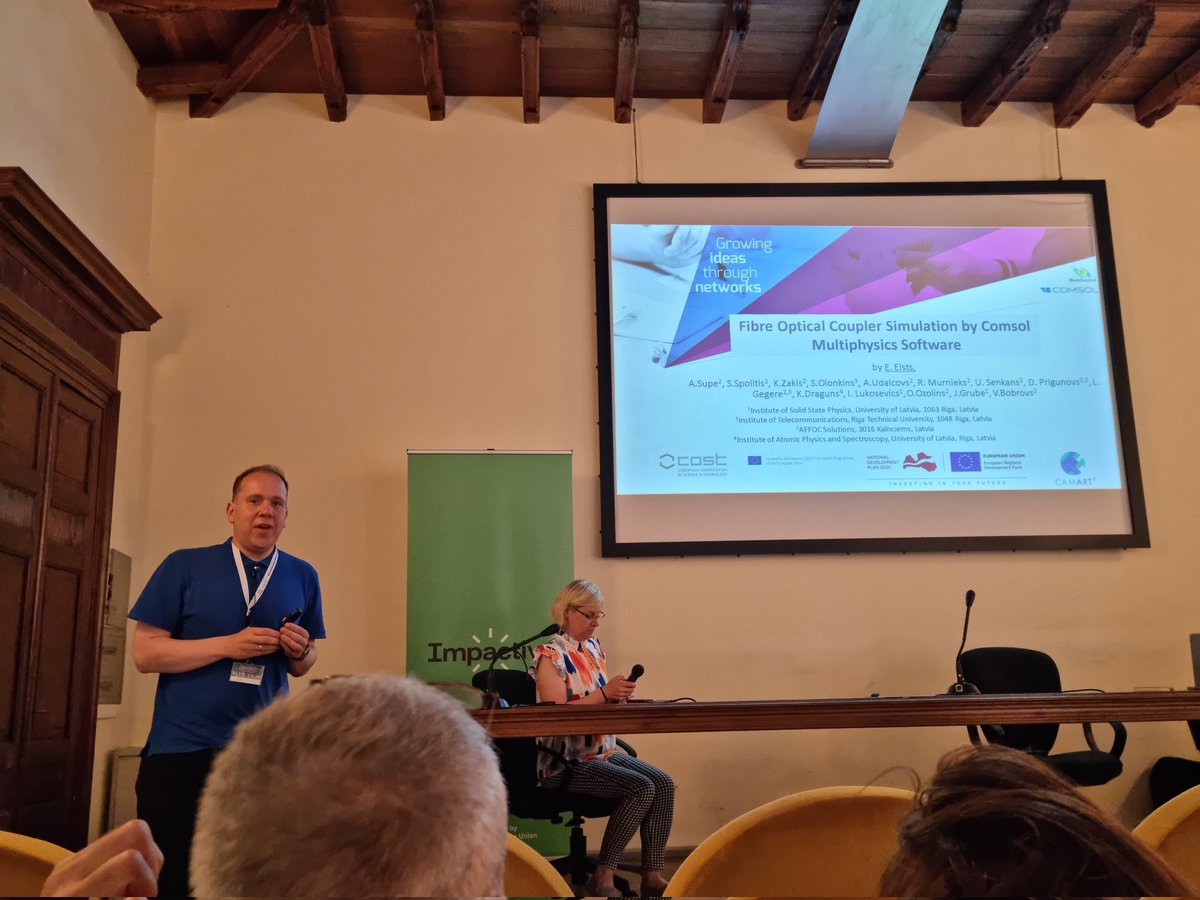Edgar Elsts is now on stage talking about fibre optical coupler simulation
<a href="/COSTprogramme/">COST</a> <a href="/beyondbenign/">Beyond Benign</a> <a href="/EuChemS/">EuChemS</a> <a href="/YoungChemists/">EYCN</a>