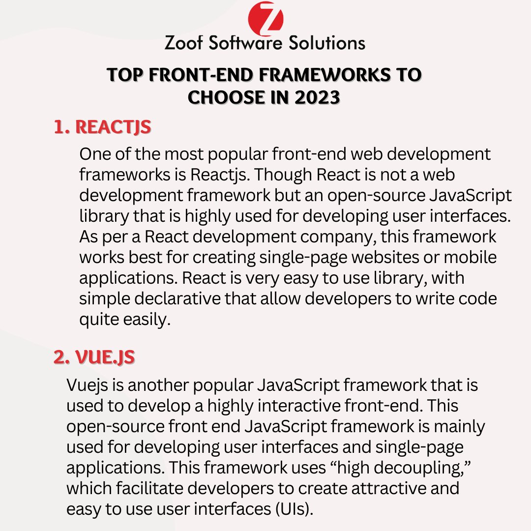 ZoofInc's tweet image. Top Web Development Frameworks (Updated List 2023)
.
✔️Feel free to ask any query at info@zoof.co.in
✔️For more detail visit: zoof.co.in
.
.
#webdevelopmentframeworks #webdevelopment #frameworks #frontenddevelopment
#backenddevelopment #fullstackdevelopment