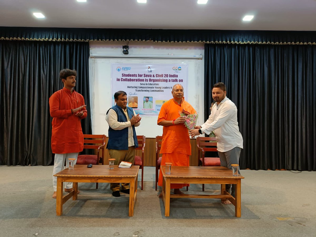 C20EG's tweet photo. Students For Seva (MLNC) Vidarbha organised a talk in collaboration with #C20 India on the topic ‘Seva in Education: Nurturing Compassionate Young Leaders &amp; Transforming Communities’ on 22nd June 2023.

#Civil20India2023 #YouAreTheLight https://t.co/eLCJjzVyJ4