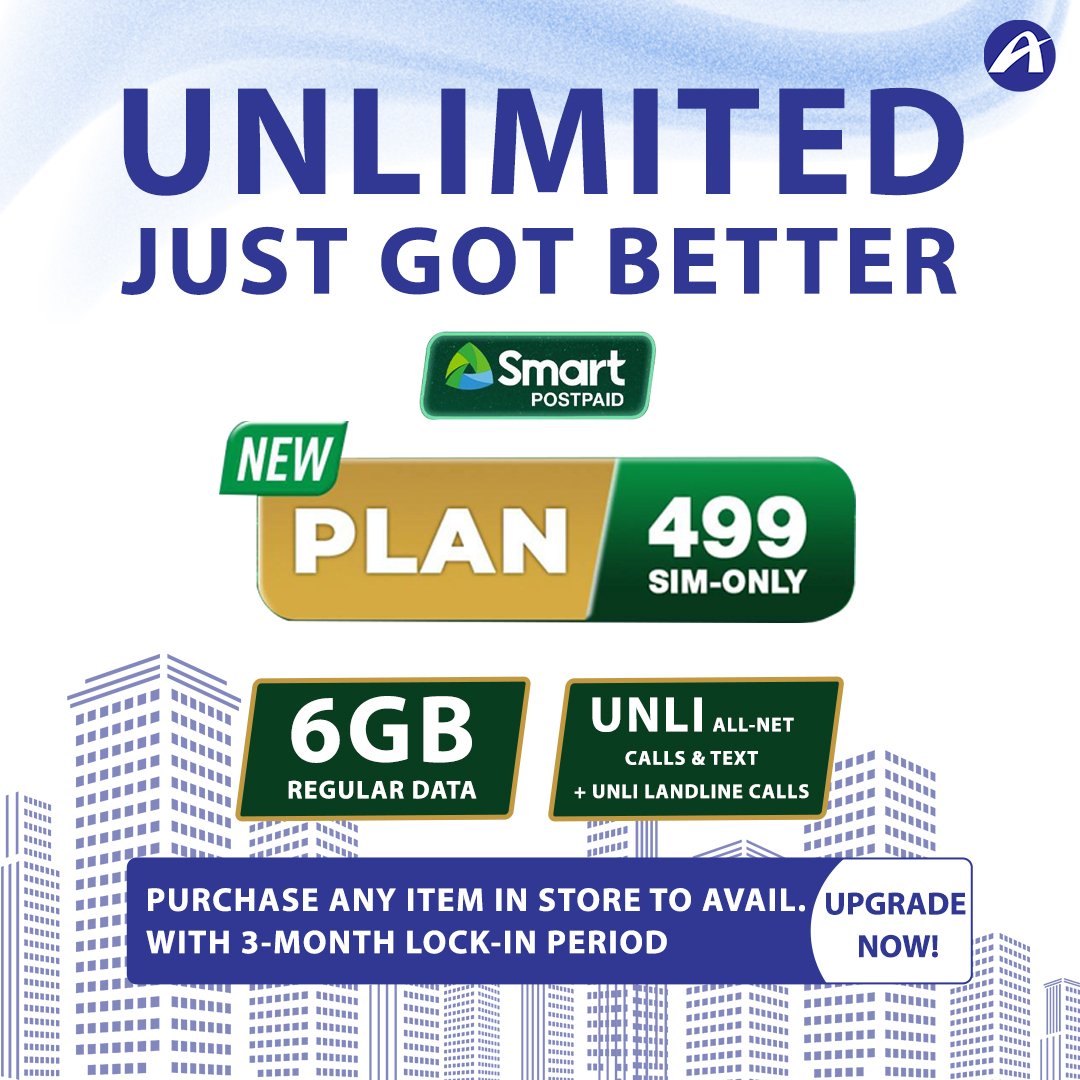 Aerophone_PH's tweet photo. Good news! Now you can upgrade to a #SmartPostPaidPlan the super easy way! Just visit our store to avail any item - device or some cool accessories and go unli all-net calls, texts and landline! Only 3-month lock-in period. Be smart and upgrade now!
#Plan499 #SimOnly #Aerophone https://t.co/iysGCpu8qU
